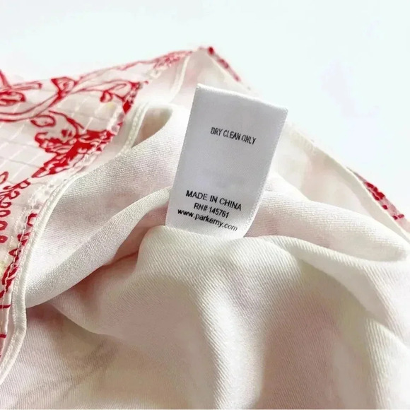 Parker Red and White Floral Exie Blouse Short Sleeve XL - Picture 11 of 11